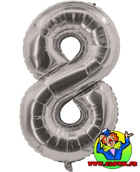 Ballon aluminium numéro 8 argent