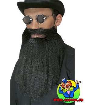 Barbe noire avec moustache et lèvres
