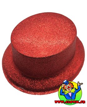 Chapeau canotier plastique paillette rouge
