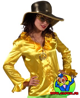 Location déguisement Chemise disco femme jaune