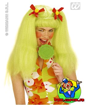 Perruque dolly avec couettes vert