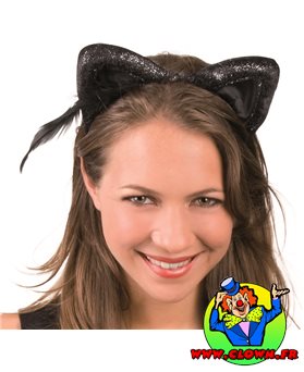 Serre tete oreilles de chat noir velours