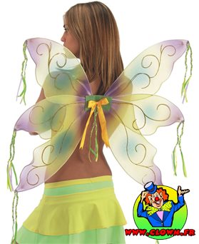Ailes de papillon multicolores avec des fils qui