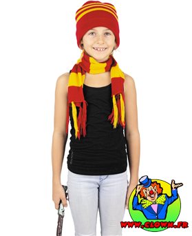 Bonnet et echarpe rayes en tricot Harry Potter