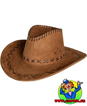 Chapeau Cow-boy adulte texas avec coutures marron clair