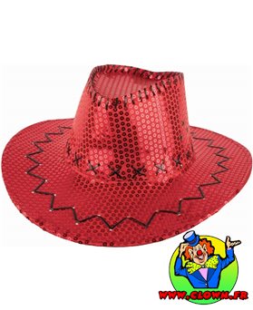 Chapeau Cowboy Sequin Rouge