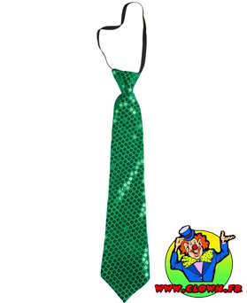Cravate sequins avec élastique vert