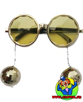 Lunette boules disco or