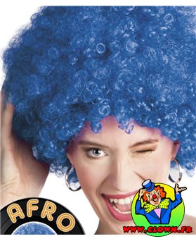 Perruque Afro bleu