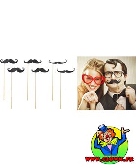 Sachet de 6 sticks moustaches Photobooth