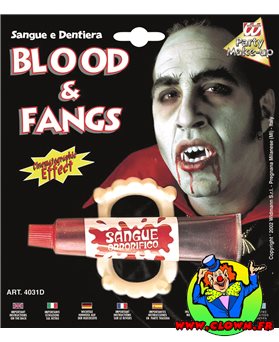 Sang liquide avec dentier vampire
