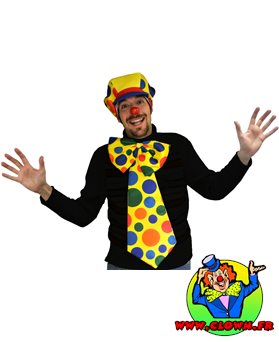 Set clown casquette noeud cravate à pois