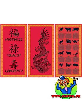 Set de 3 décorations chine