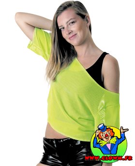 Tee-shirt fishnet 80's vert fluo