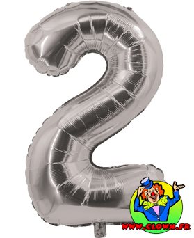 Ballon aluminium numéro 2 argent