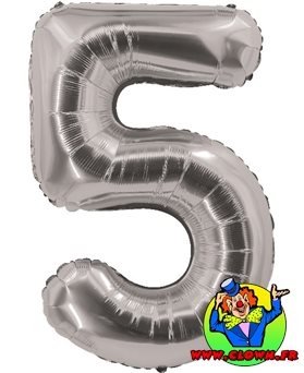 Ballon aluminium numéro 5 argent