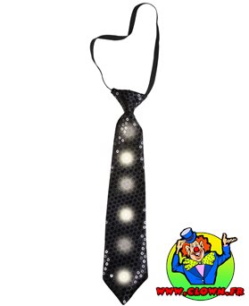 Cravate sequins avec élastique lumineuse noir