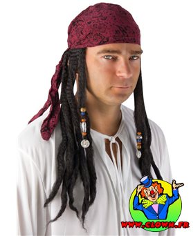Perruque pirate avec dreadlocks et foulard